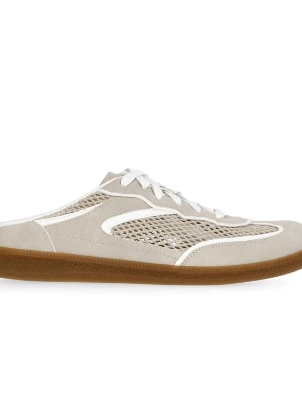 Neutral Beige Mesh Lace-Up Women's Sneakers